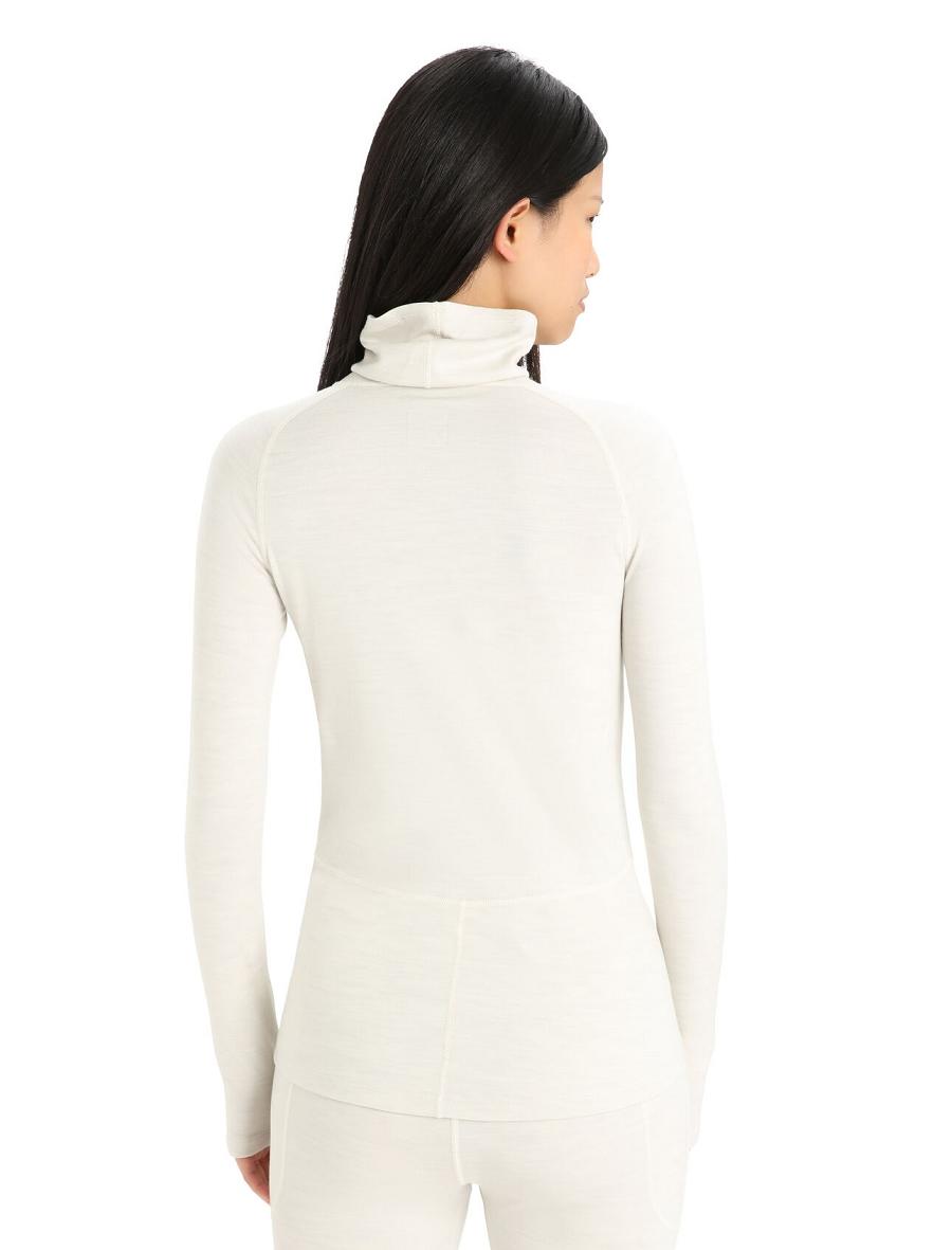 Ecru Heather Icebreaker MerinoFine™ Long Sleeve Roll Neck Women's Base Layers | AU 1895ZUTG